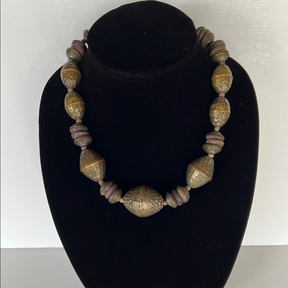 Vintage Brass Beaded Necklace